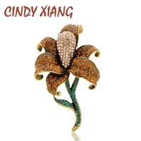 cindy xiang new rhinestone large flower brooches for women elegant vintage plant pins yellow color wedding accessories