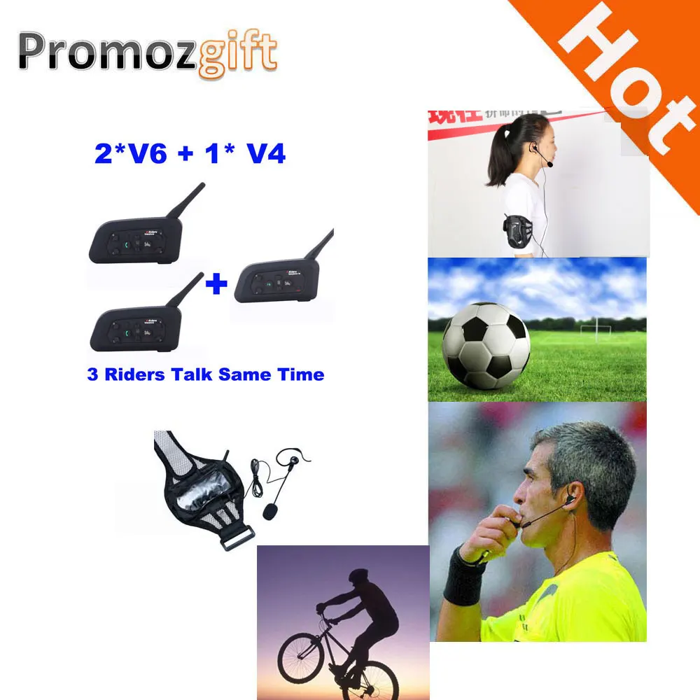 Рефери гарнитура V4+ 2* V6 1200 м 3 арбитра одно и то же время для Футбол для рефери, тренера гарнитура критик арбитража наушники
