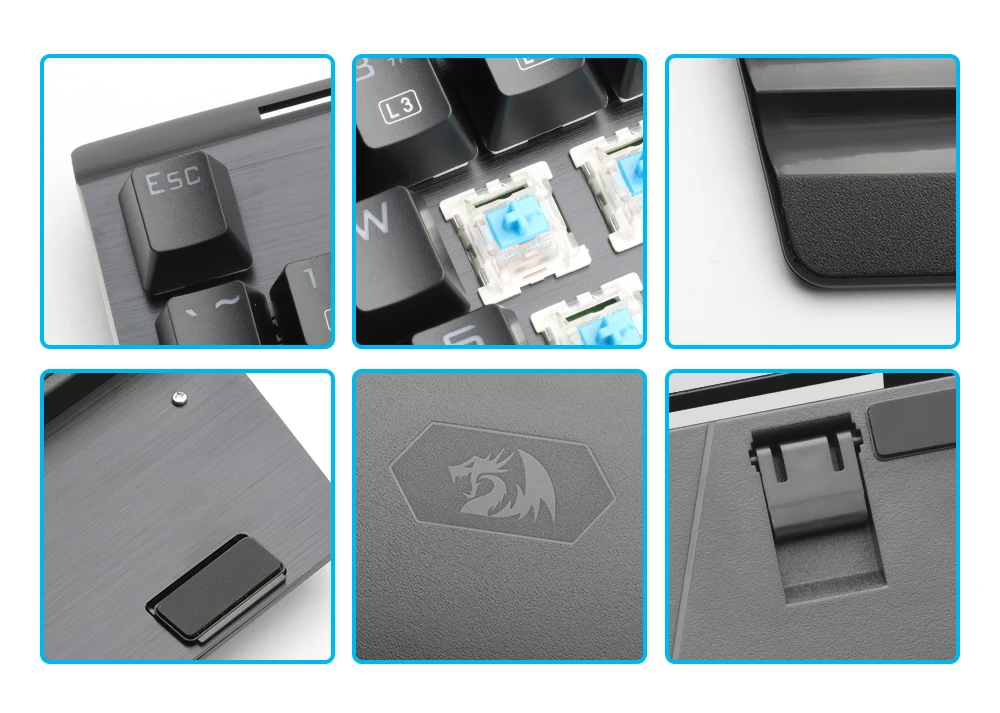 Redragon K560 Радужная алюминиевая USB Механическая игровая клавиатура, синий переключатель, эргономичная подсветка клавиш, 104 клавиш, Проводная компьютерная игровая клавиатура