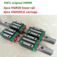 100 original hiwin 2pcs hgr20 200mm 300mm 400mm 500mm 600mm 700mm 800mm 1000mm linear guide rail 4pcs hgh20ca hiwin carriage