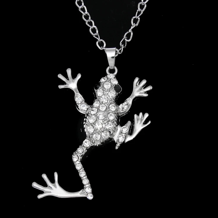 FLOLA хип-хоп ювелирные изделия Золотое ожерелье лягушка кристалл горный хрусталь