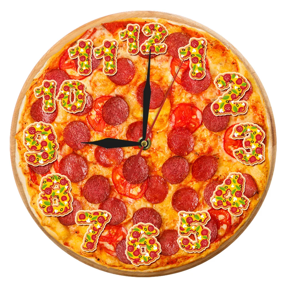 Итальянские настенные часы Pepperoni для пиццы, итальянский ресторан, дизайн пиццы, часы для пиццы, паста, Закусочная, шеф-повара, винтажный подарок, часы со знаком