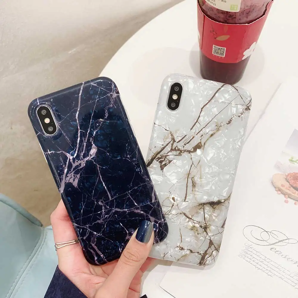 Boucho Phone Case For iphone XS MAX XR X Fashion Conch Shell Colorful Marble Cover 8 7 6 6S Plus 8plus Soft Cases |