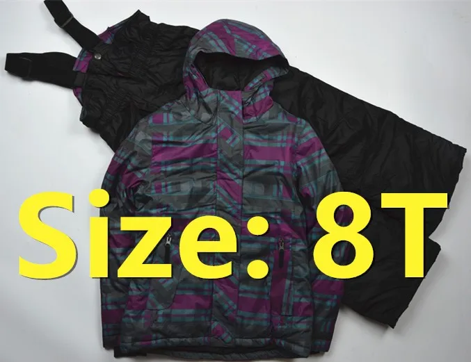 Bib child 8T Новое Full-30 толстый детский лыжный костюм комплект утолщение Водонепроницаемый мужской женский морозостойкий Верхняя одежда с защитой от ветра, костюм-двойка - Цвет: Bib child 8T