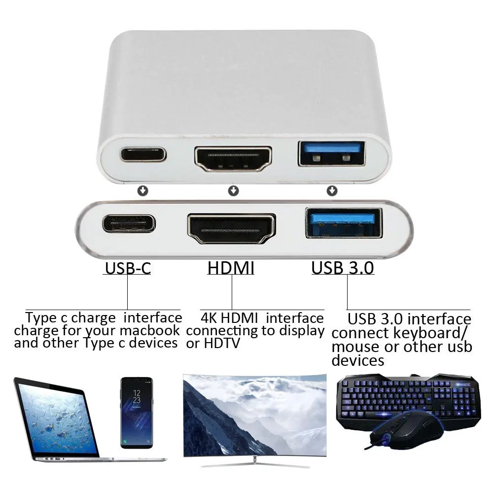 Type-c цифровой AV многопортовый адаптер USB 3 1 USB-C HDMI 4K Type-C зарядный порт для нового
