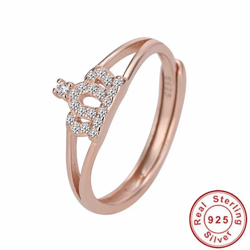 Сменные женские кольца на свадьбу розовое золото с кристаллами в виде короны