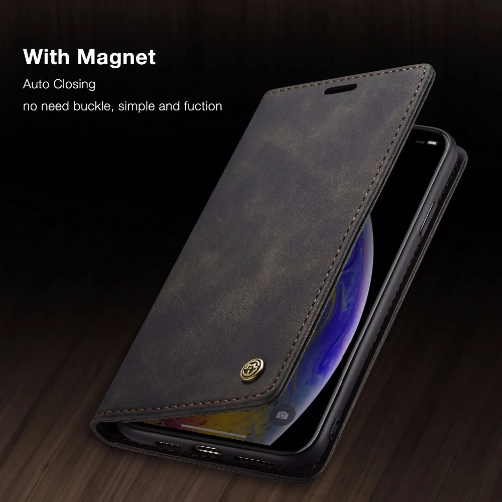 Роскошный кожаный чехол-книжка CaseMe для телефона iPhone 7 5 SE 6 6s Plus чехлы-бумажники с