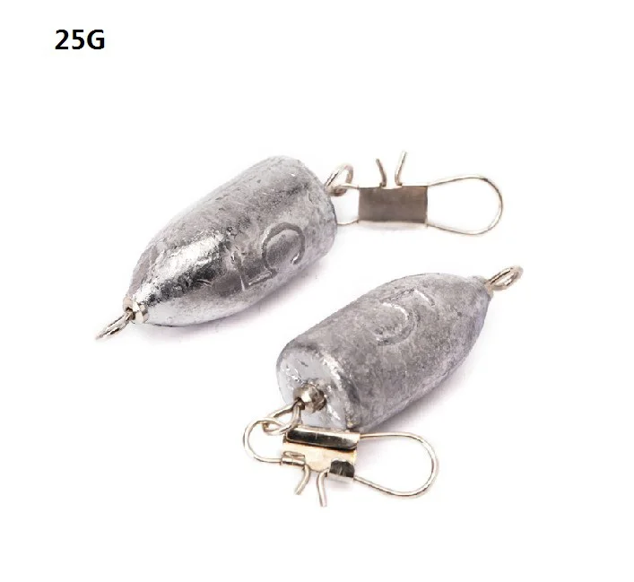 

10pcs Weight 25g bullet fishing lead sinker with fishing swivel connector