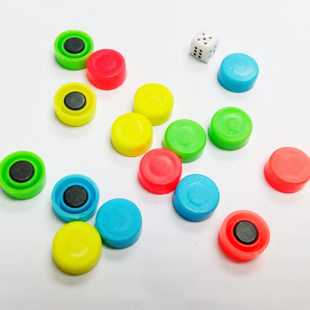 2 набора из 16 магнитных круглых маркеров с 1 кубиком для игры в карманные шахматы