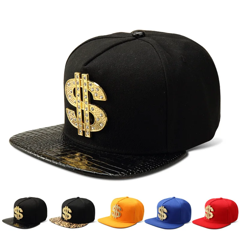 Письмо доллар бейсбольная кепка со стразами Регулируемый Snapback с леопардовым
