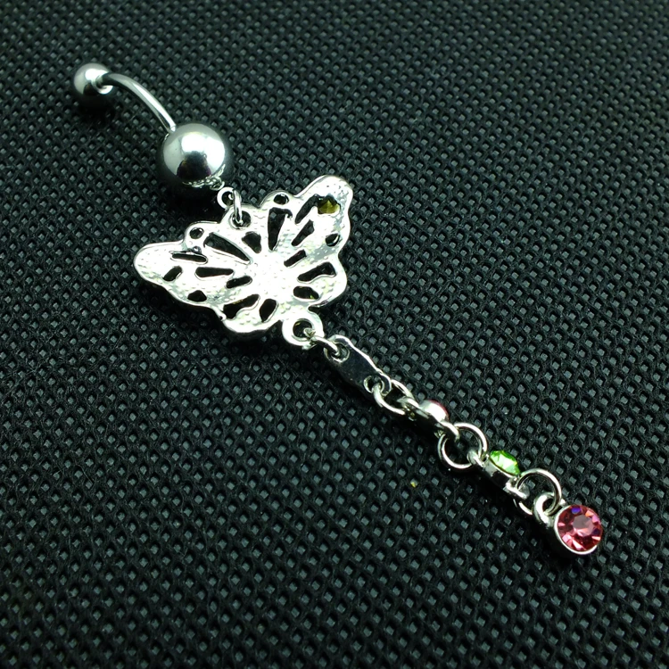 Оптовая продажа модный пирсинг для пупка изящная маленькая бабочка кольцо