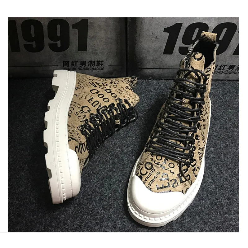 

OVXUAN 2021 Men Fashion Casual Ankle Boots British Style Top Quality High Platform Oxfords Shoes Mens Designer Motorcycle Boots