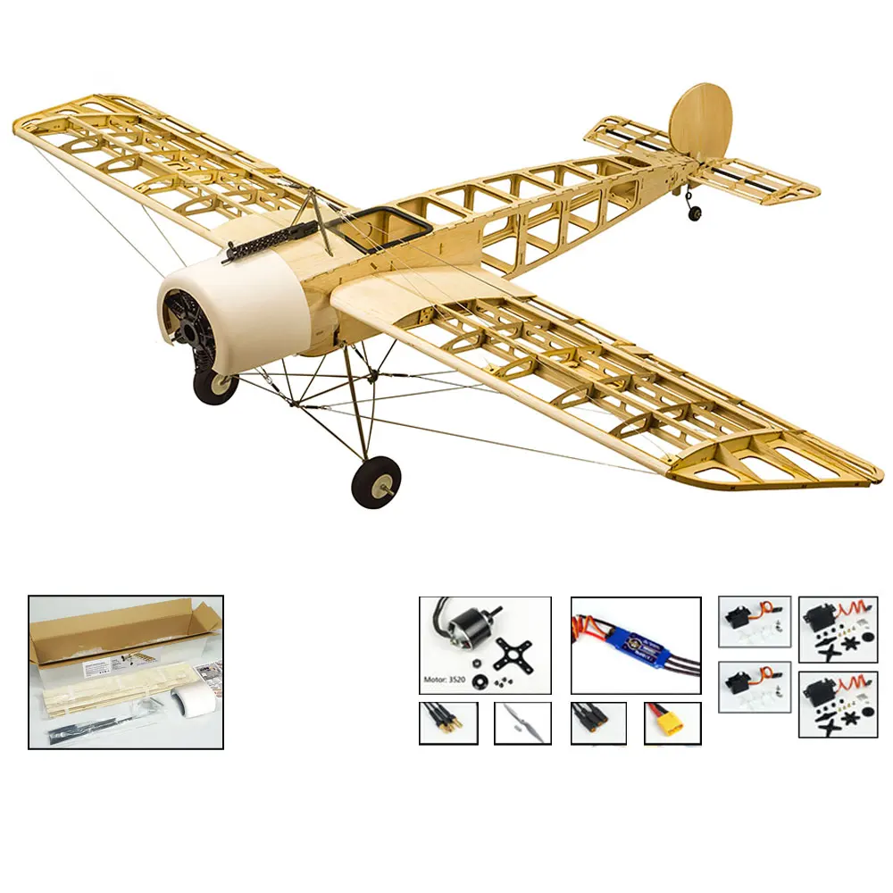 Balsawood модель самолета лазерная резка масштаб Fokker E. III Eindecker WW1 истребитель лазерная резка набор из пробкового дерева 1520 мм(6") строительный комплект дерево - Цвет: S2404