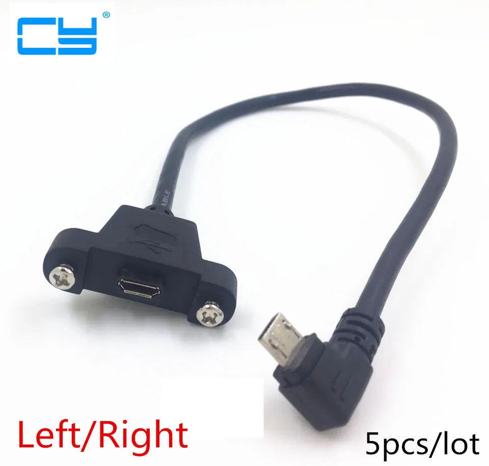 Удлинительный кабель с левым и правым углом 90 градусов Micro USB 2 0 штекер гнездо