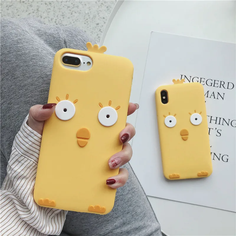 Горячие милые 3D мультфильм желтый цыпленок телефонные чехлы для iPhone X XR XS MAX