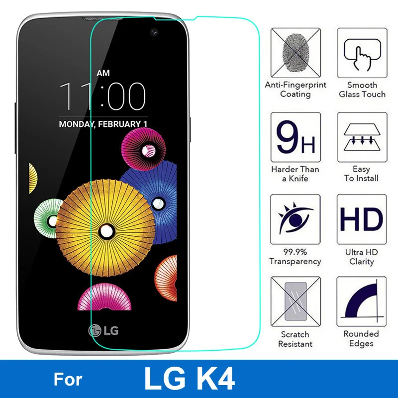 Защитное закаленное стекло 9H 2.5D для LG K4 K 4 K120E K121 K130 K130E|screen protector - psp|screen nokiascreen for