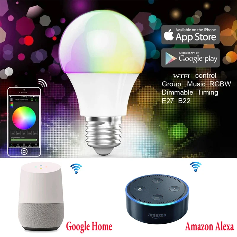 BLYN Светодиодная лампа Wi Fi Magic Home лампочка RGBW 4 5 Вт E27 затемнения группа