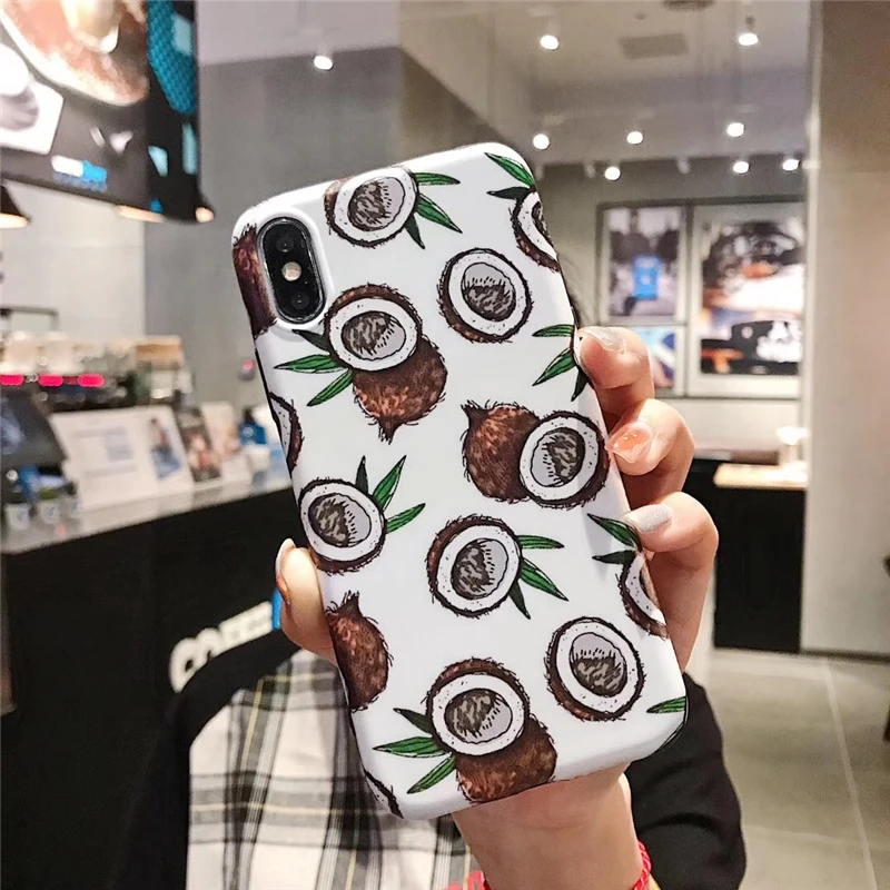 WTSZKL Милая задняя крышка авокадо для iPhone X XR XS MAX Mobile Shell еда кокосовый узор мягкий IMD