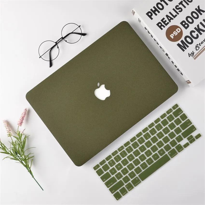 Защитный чехол для ноутбука Macbook Pro Air 13/13 образования легкой пены. 3/15 дюймов защитный Матовый Жесткий Пластик чехол+ клавиатура для ноутбука Mac Тетрадь крышка - Цвет: Green