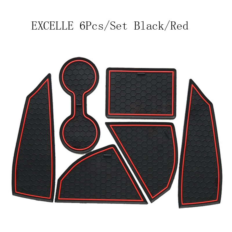 

6 PCS/Set For Buick Excelle Gate Slot Pad Non-Slip Cup Mats Anti Slip Door Groove Mat Sticker Car Accessories
