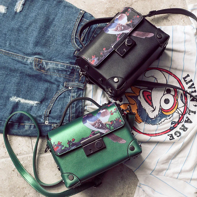 Высокое качество модные сумки Корея Мода 2018 новая печать маленькая коробка сумка