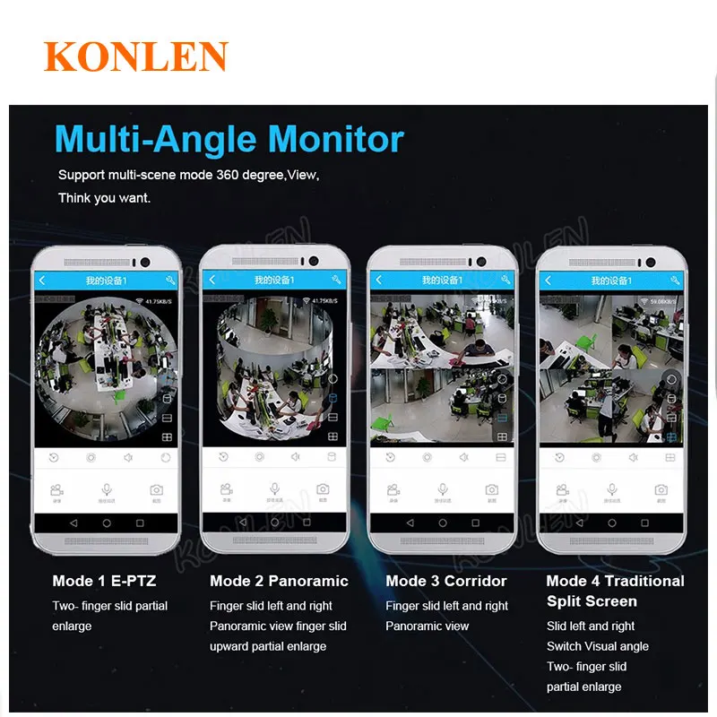 KONLEN 3MP Беспроводная рыбий глаз Домашняя безопасность VR ip-камера Смарт wifi HD 360