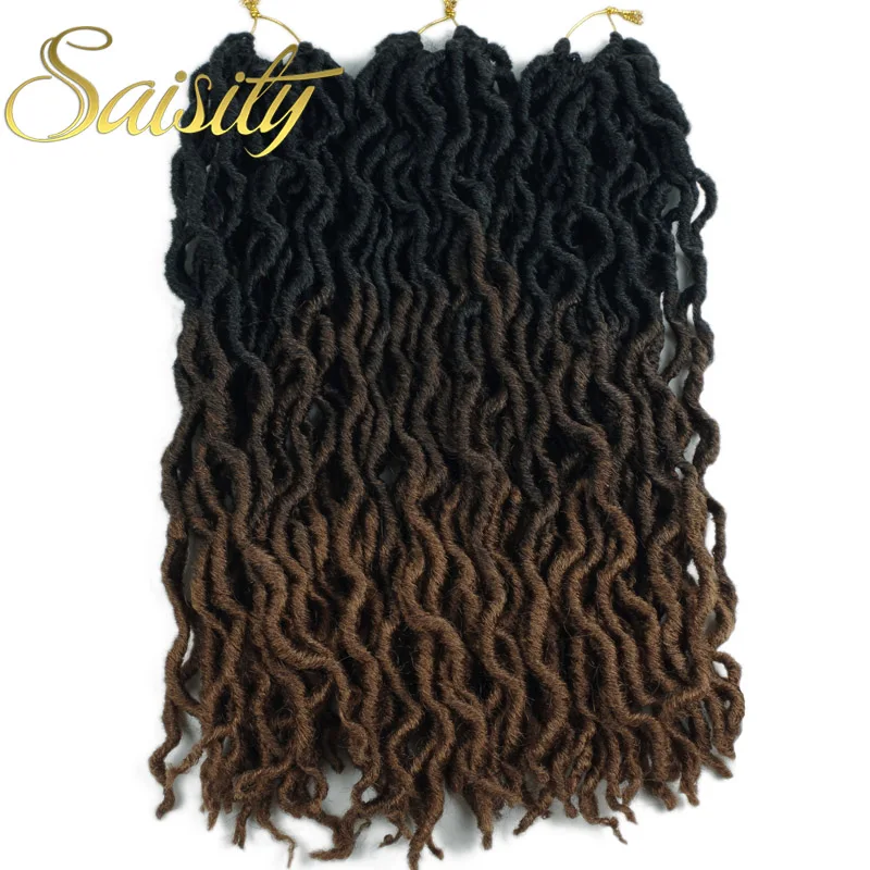 Saisity 18inch 24Strands Synthetic Ombre Faux Locs Curly Crochet Hair Extensions Soft Braids Dread hair |