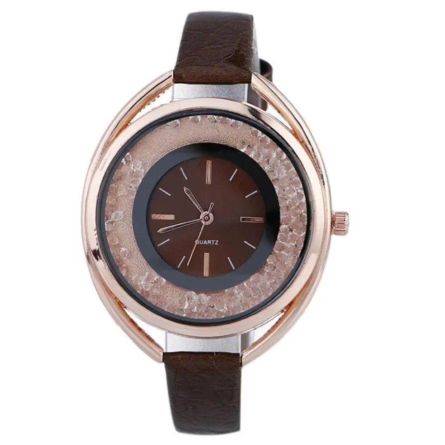 Женские часы 2017 модные кварцевые женские роскошные из натуральной кожи ремешок