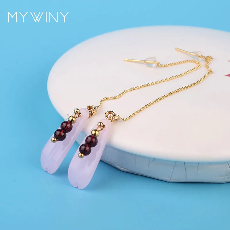 Новинка 3 вида цветов модные ювелирные изделия MYWINY длинные медные цепочки серьги