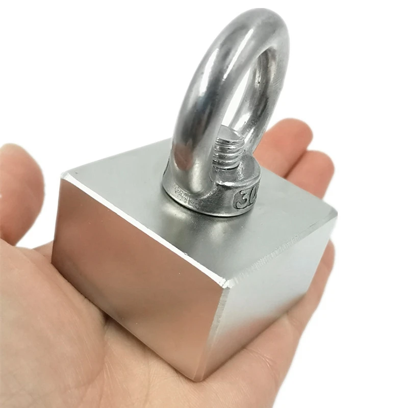 Silver big Супер сильный неодимовый магнит рыболовное спасательное магнитное шестистороннее кольцо 36*36*16 мм отверстие 10 мм крюк глубоководный Тяговый монтажный блок - Цвет: Silver big