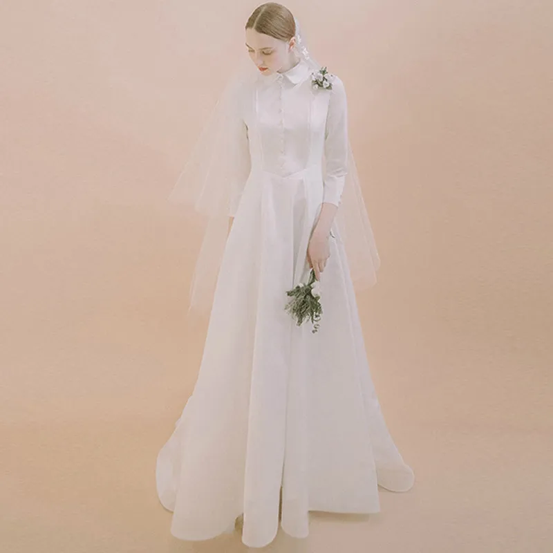 Элегантные свадебные платья 2020 блузка в стиле Хепберн Топ для невесты