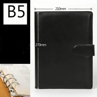 B5 Black A5 Бизнес офиса школы с отрывными листами планировщик Тетрадь утепленные Встречи кожа Filofax папка повестки дня планировщик - Цвет: B5 Black