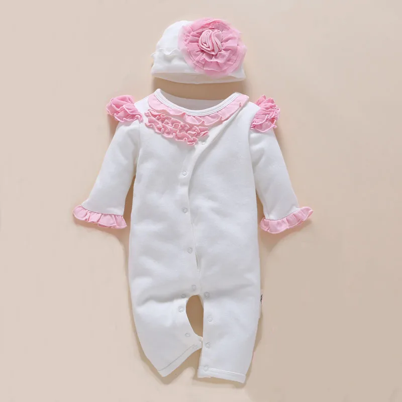 Baby Romper photography Set Headband Floral New Born Girl Clothing 0-9 Month Jumpsuit White Body Suits 4pcs/set Birthday Gift |