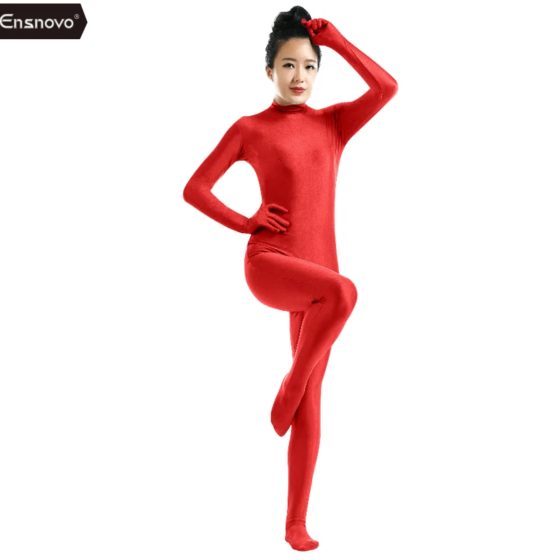 Ensnovo, синий, спандекс, Zentai, для всего тела, Облегающий комбинезон, Zentai, костюм, боди, костюм для женщин, трико лайкра, Одежда для танцев - Цвет: Red