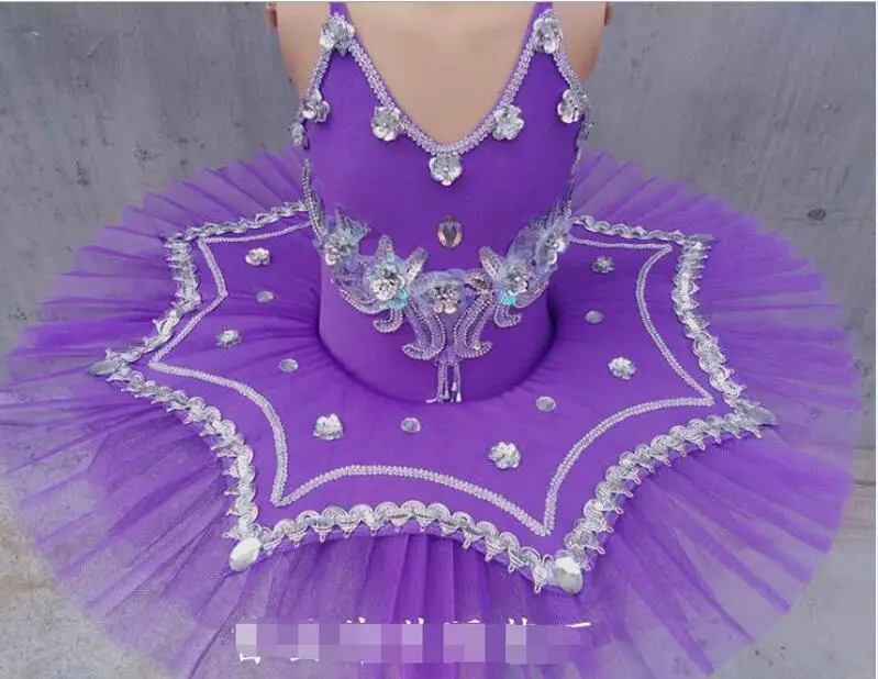 purple Профессиональные Балетные костюмы для детей, белый, синий, розовый, Лебединое озеро, балетный костюм для девочек, балетное платье, Детские Балетные платья - Цвет: purple