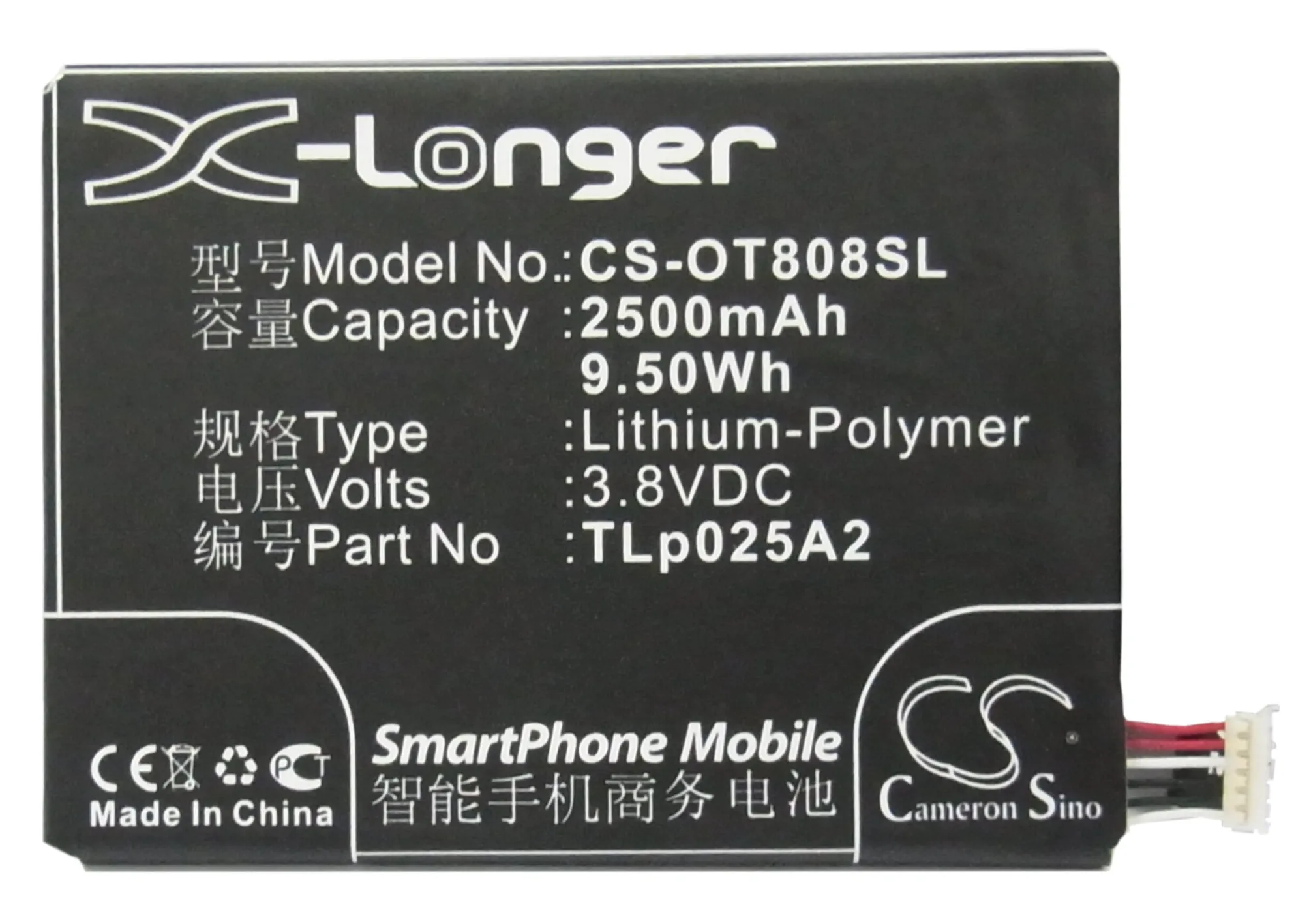 Cameron Sino Высококачественный аккумулятор TLp025A2 для TCL/Alcatel OT 8000D 8008 J920 J926T J928 J929L S830U S860