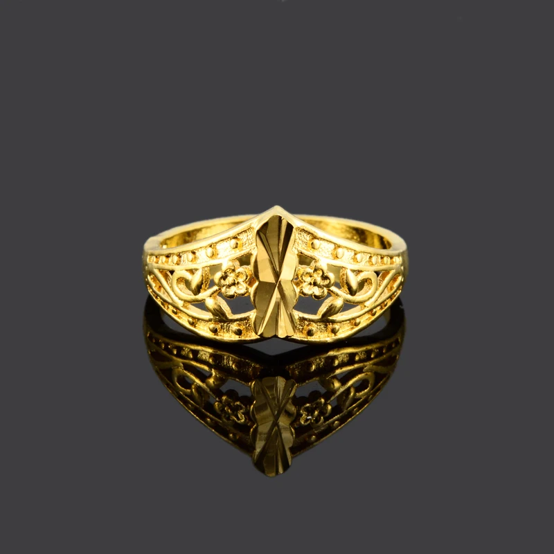 Кольцо на палец для мужчин модное чистое золото Размер 6 7 8 9 | Украшения и