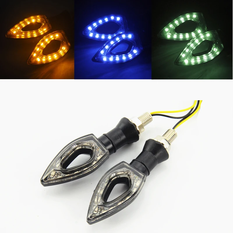 2PCS LED Turn Signals Motorcycles Indicators Flowing Sequential Blinkers 14 Leds 12V Flashers Amber Light Lamp Universal |
