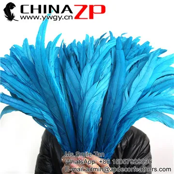 CHINAZP перо стиль 35~ 40 см(14~ 16 дюймов) красивое обесцвечивание желтый с перьями из хвоста петуха для Крыло ангела карнавал шоу - Цвет: Turquoise