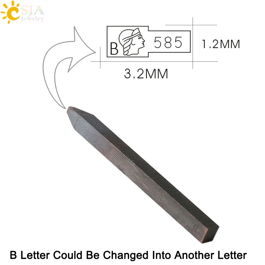 Straight Shank CSJA Новинка года ювелир дизайнер Maker Для женщин глава B 585 Золото кольцо, браслет ювелирные изделия Нержавеющая сталь метка, штамп Штамповочный Инструмент пресс-форм E685 - Цвет: Straight Shank