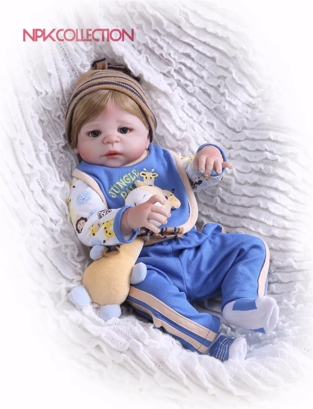 NPK реалистичный 57 см Силиконовый мальчик Reborn Baby Doll Toys Prince Babies парик волосы подарок
