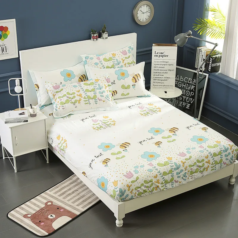 Простой и щедрый свежий натуральный цветочный принт домашний текстиль простыня
