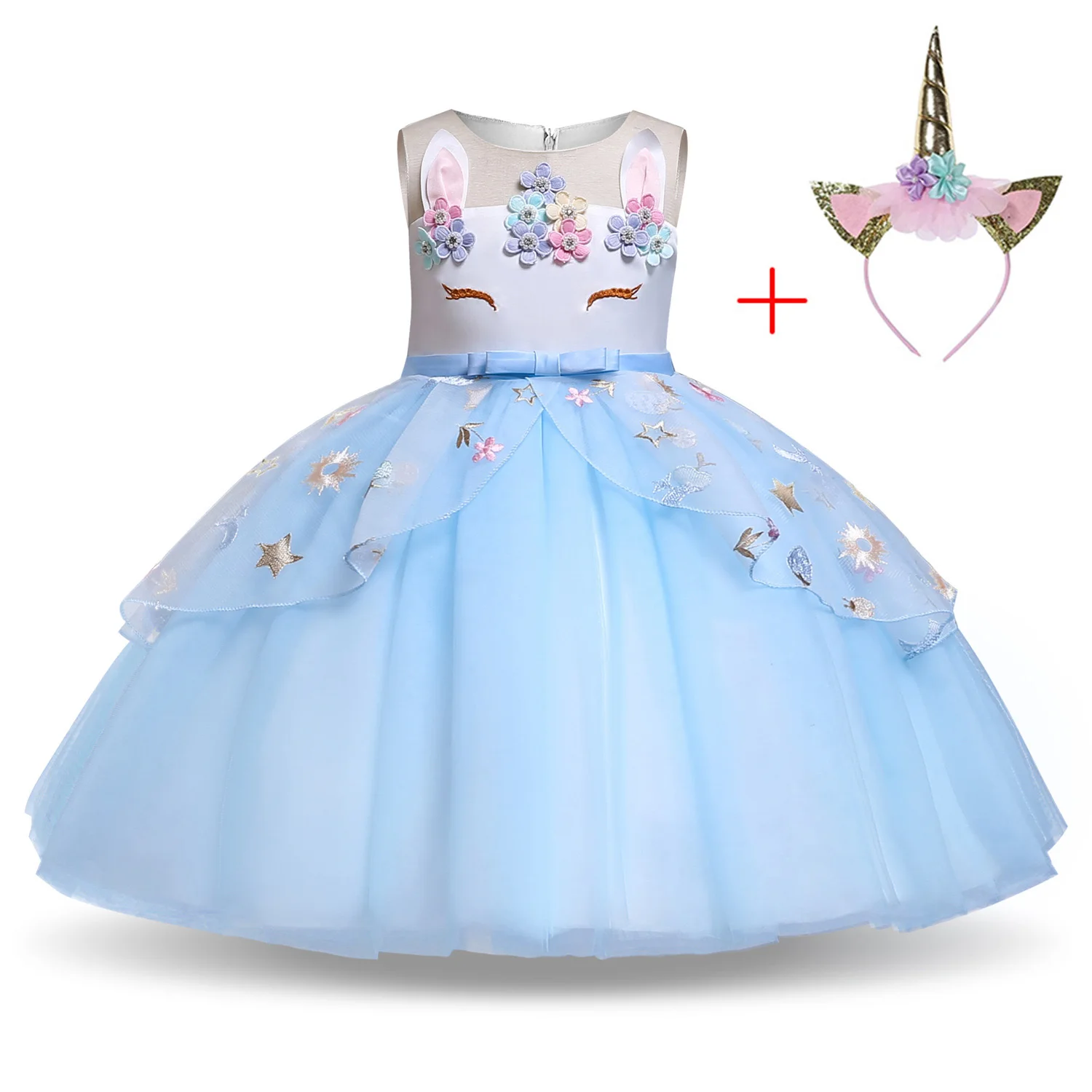 Детский костюм принцессы с единорогом и радугой для девочек платье-пачка дня