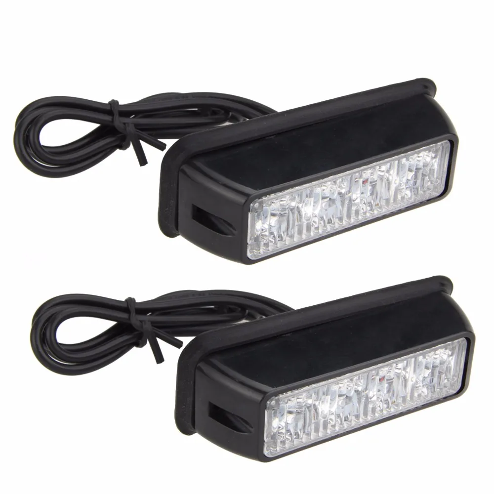 

2PCS 4 LED Amber Car Truck Warning Emergency Beacon Strobe Flash Light Headlamp
