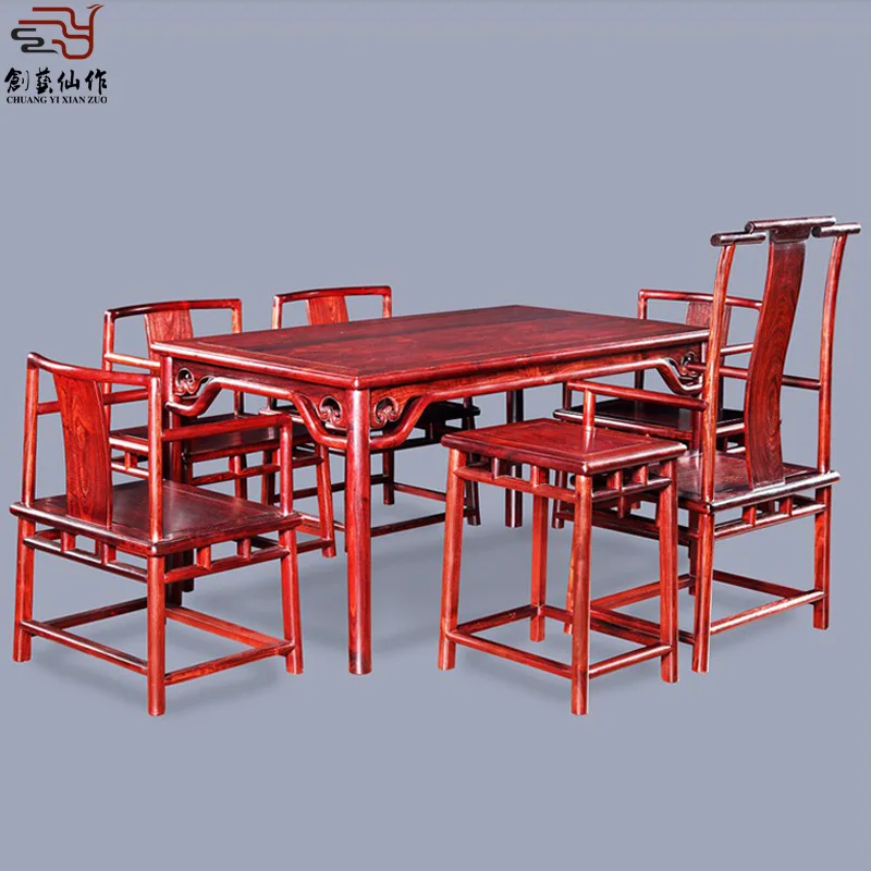 African rosewood lobular 7 piece tea tables and chairs combined blood Tan mahogany furniture chair table space crown |