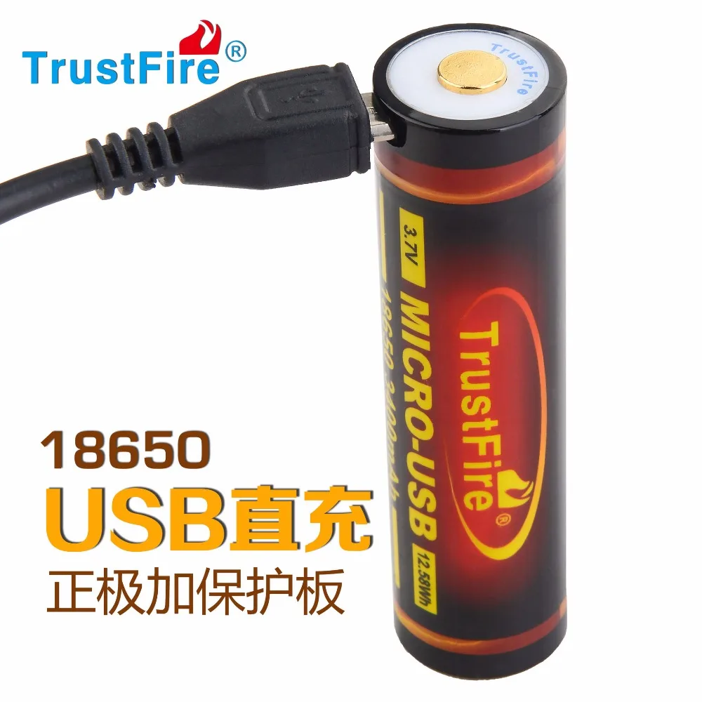 Trustfire 3,7 V 3400mAh Высокая Производительность микро-USB литий-ионная аккумуляторная батарея 12.58Wh Топ 18650 защищенная батарея