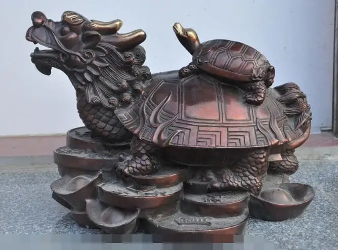 Песня voge gem S6459 Китайский Фэншуй Бронзовый Богатство YuanBao Деньги Дракон черепаха
