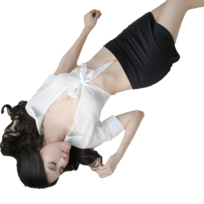 

Women Sexy See-through Underwear Hot Erotic Lingerie Polyester Cardigan Uniform Tempts Plus Size Open Crotch Costumes Sleepwear