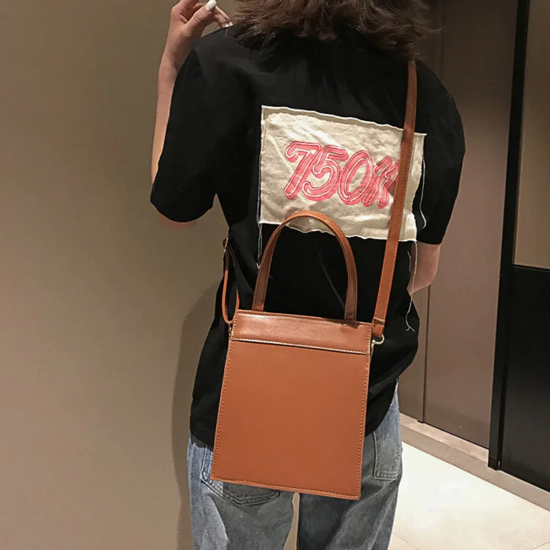 Женская сумка сплошной цвет Портативный Прямоугольный Мешок на одно плечо для