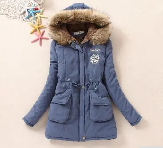 

Basic Jackets winter coat jacket women fashion coat plus velvet hooded long section coats cultivating long-sleeved cotton jacket